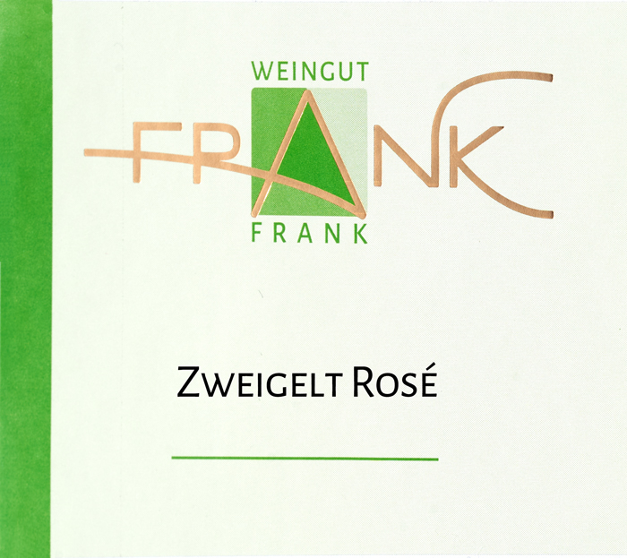 Etikette Zweigelt Rose Weingut Frank